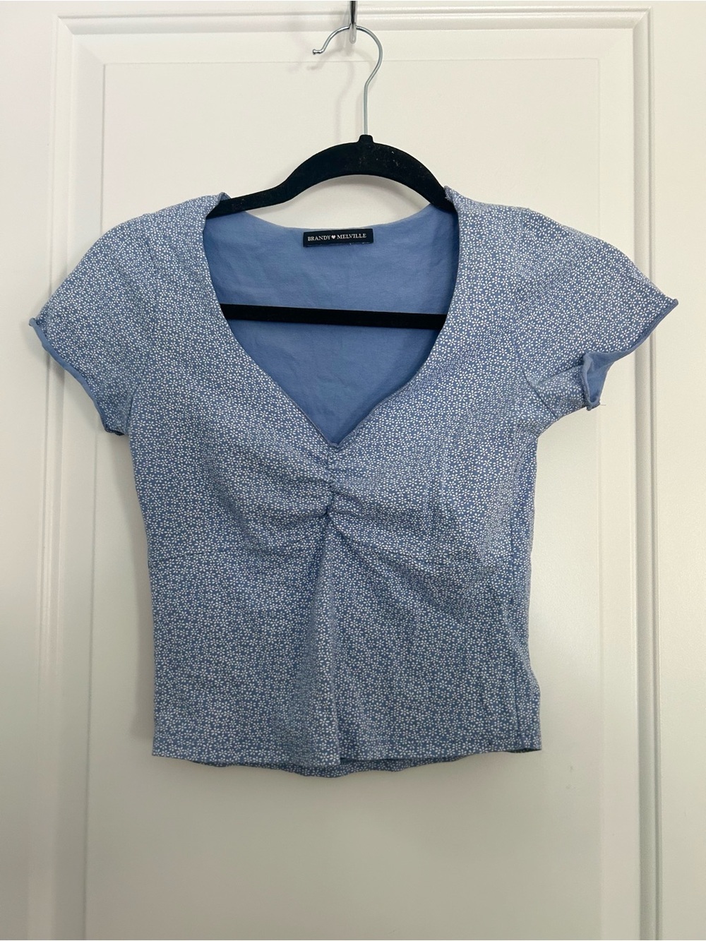 Brandy Melville Cropped Blue Floral Top